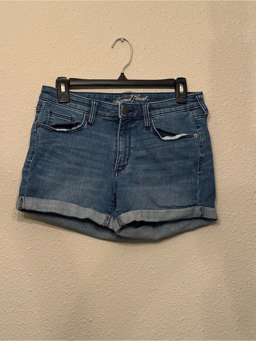 Universal Thread Medium Blue Rolled-Hem Denim Shorts